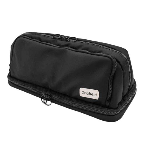 Cacheri All in One Travel Toiletry Bag, Makeup Bag with Jewelry Compartment and Heat-Resistant Pocket for Hair Tools