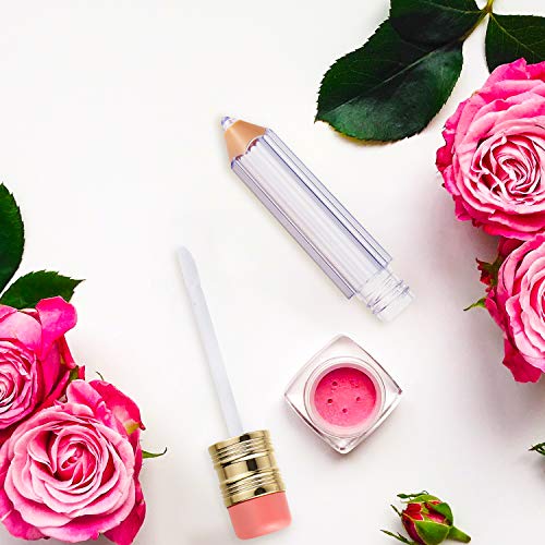 Blulu 24 Pcs 5 ml Empty Pencil Lip Gloss Tubes Bulk, Pencil Shaped Lip Gloss Containers Clear Mini Refillable Lips Balm Tubes DIY Cute Teacher Appreciation Gift for Women Girls Teacher Christmas Gift