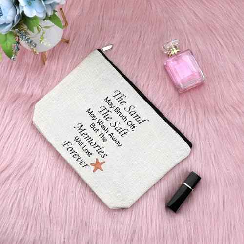 Sfodiary Summer Beach Themed Makeup Bag Graduation Gifts for Friends Graduate Friendship Gifts for Women Friends Funny Beach Cosmetic Bag Long Distance Presents for Sister Besties Zipper Travel Pouch