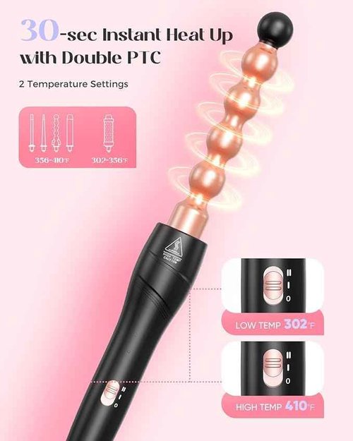 Lopeie Hair Dryer Brush Blow Dryer Brush and 5 in 1 Curling Wand Set, Gold