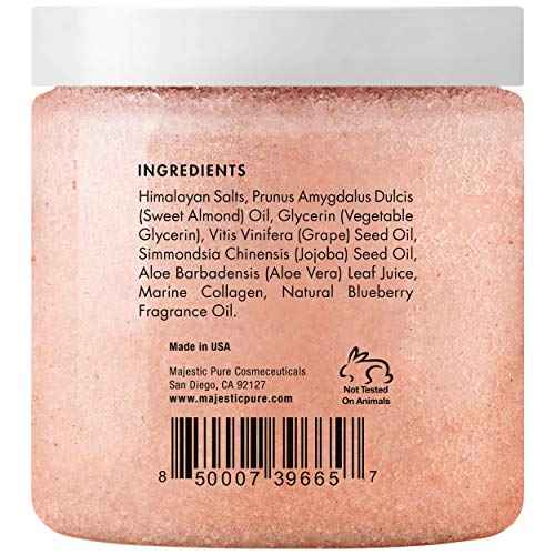 MAJESTIC PURE Himalayan Pink Salt Body Scrub with Collagen and Sweet Almond Oil | Exfoliating Scrub for Skin Care, Stretch Marks, Acne, Cellulite | 10 oz