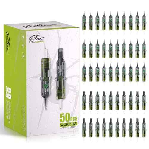 Filter Tattoo Cartridge Needles Assorted - 50Pcs #12 Mixed (3RL 5RL 7RL 9RL 5RS 7RS 9RS 9M1 7RM 9RM) Standard Tattoo Needles Cartridges for Tattoo Pen Machine Gun - Venom