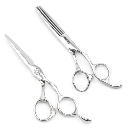 5.5 INCH Hair Scissors Hair Cutting Shears Barber Scissors and 5.5 INCH Hair Thinning Shears Barber Scissors Set 440C Kinsaro