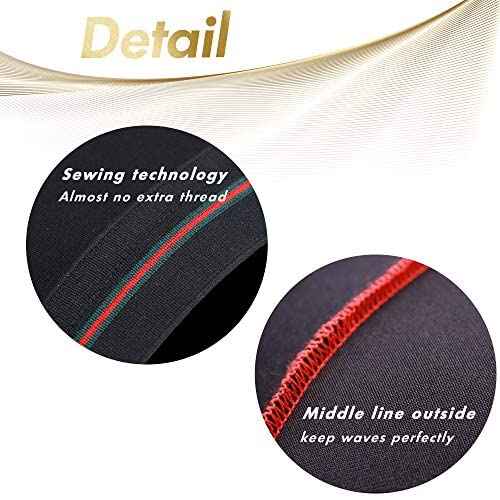 ForceWave Silky Stocking Cap for Men Women, Black Compression Wave Cap for 360 Waves, 4-Pieces