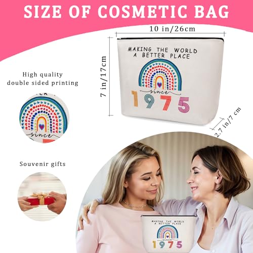 50th Birthday Gifts for Women Her 1975 Anniversary Small Cosmetic Travel Pouch Makeup Bag 50 Year Old Birthday Decorations Party Favors for Mom,Wife,Sister,Friend,Mothers Day