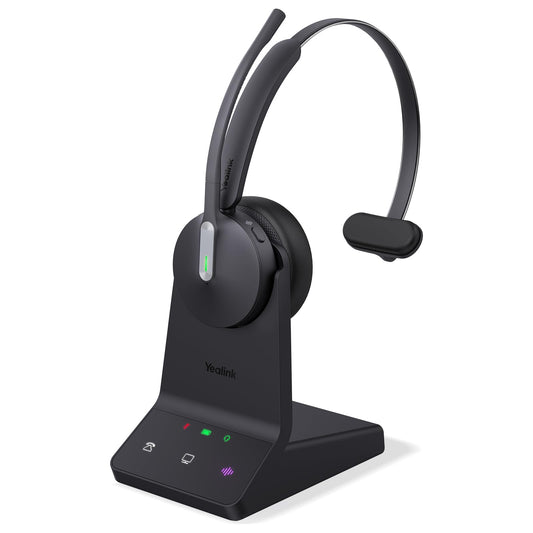 Yealink WH64 DECT & Bluetooth Mono UC Zoom Wireless Headset, 606 ft Range Single Ear Work Headphones with 3X Noise Cancelling Mic, 26H Talk Time, Ringer, Office Headsets for Desk Phone, PC,Cellphone