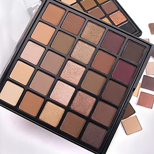 Nude Neutral Eyeshadow Palette, Matte and Shimmer Eye Shadows Long Lasting Blendable Eyeshadow with Makeup Brushes Set Warm Brown Waterproof High Pigment Powder Pallet 25B