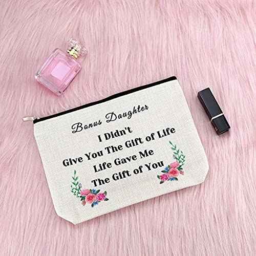 Sfodiary Bonus Daughter Gifts Makeup Bag Step Daughter Adoption Gifts from Stepmom Stepdad Wedding Present Cosmetic Bag Christmas Valentines Day Birthday Present Travel Pouch