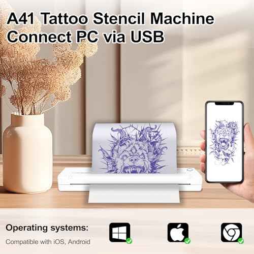 Tattoo Stencil Machines,Thermal Tattoo Stencil Printer,Bluetooth Wireless Stencil Printer for Tattooing Compatible with Smartphone for Tattoo Artists(White