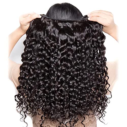 Water Wave Bundles Human Hair Soft Brazilian Virgin Human Hair 100% Unprocessed Wet and Wavy Curly Bundles Natural Black Color Can Be Dyed Total 300g 16 18 20 Inch