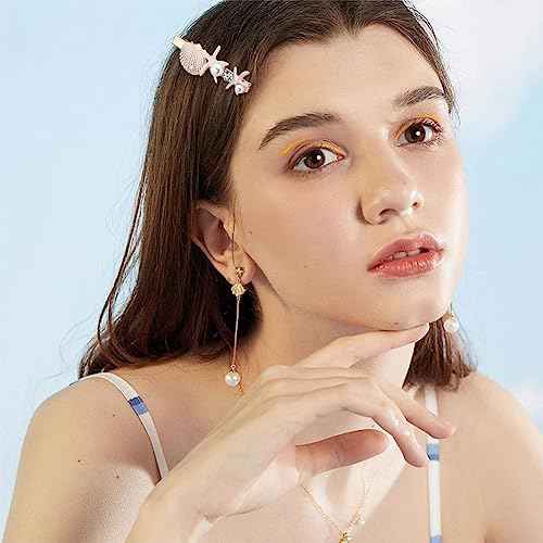 PH PandaHall 4 Styles Starfish Shell Hair Clip Beach Alligator Hair Clips Starfish Barrettes Dainty Sea Theme Clips for Mermaid Decor Beach Travel Wedding Supplies