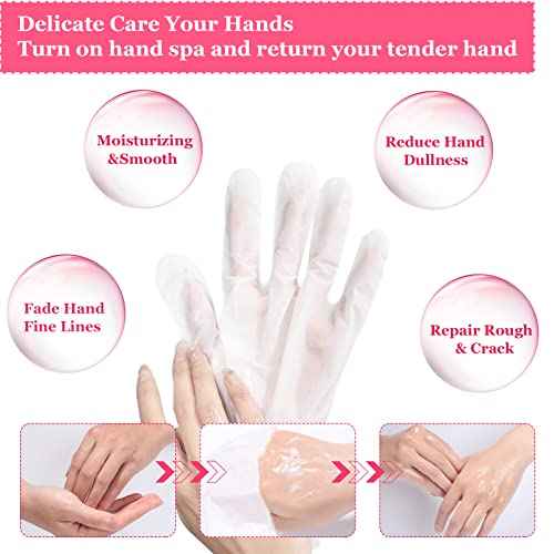 6 Pack Moisturizing Hand Peel Mask Gloves, Hand Mask Natural Collagen Spa Gloves Moisture Enhancing Gloves for Dry Hands, Repair Rough Damage Skin for Women & Men (Rose)