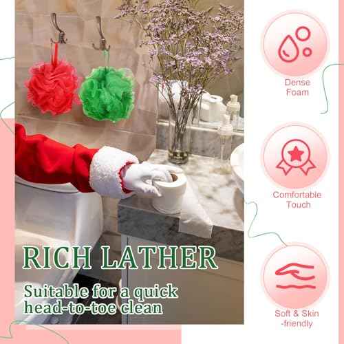 12 Pcs Halloween Bath Loofah Sponge Orange Black Loofah Exfoliating Body Scrubber Shower Sponge 50g Mesh Shower Pouf Balls Gift Set for Women Men Wedding Bathing Accessories