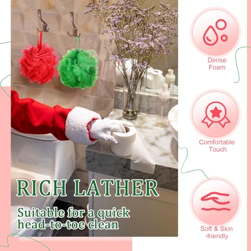 24 Pcs Halloween Bath Loofah Sponge Orange Black Loofah Exfoliating Body Scrubber Shower Sponge 50g Mesh Shower Pouf Balls Gift Set for Women Men Christmas Bathing Accessories