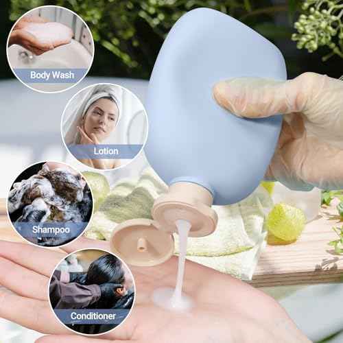 8.8 oz Plastic Travel Shampoo Bottles, Empty Plastic Squeeze Bottles with Flip Cap for Toiletries, Leakage-proof Travel Shampoo and Conditioner Bottles