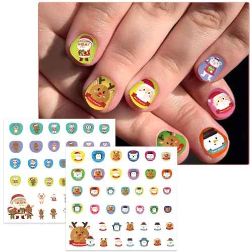 12 Sheets Nail Stickers for Kids Girls, Cute Season Holiday Designs Self-Adhesive Nail Art Decals Flower Watermelon Strawberry Unicorn Halloween Christmas Manicure Decorations