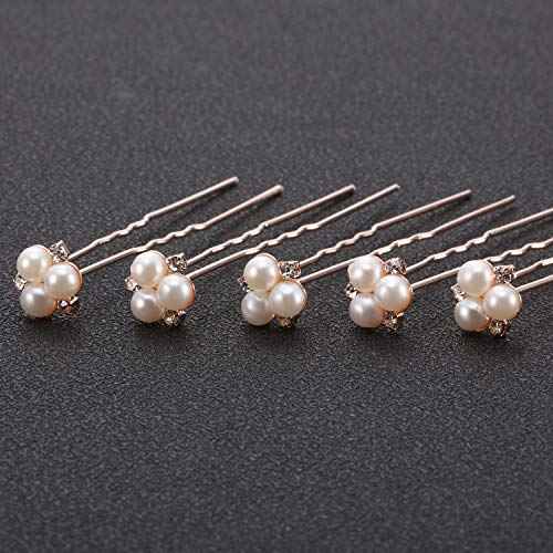 WILLBOND 18 Pcs Pearl Hair Pins Bridal Wedding Hair Accessories Crystal Bobby Pin for Brides Bridesmaids Flower Women Girls(Rose Gold)