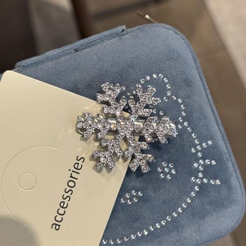10 Pcs Sparkly Rhinestone Snowflake Hair Clip Hair Barrettes, Christmas Metal Alligator Clips Hair Accessories for Women Princess Long Thick Hair Winter Xmas Hairpins Christmas Party Gifts