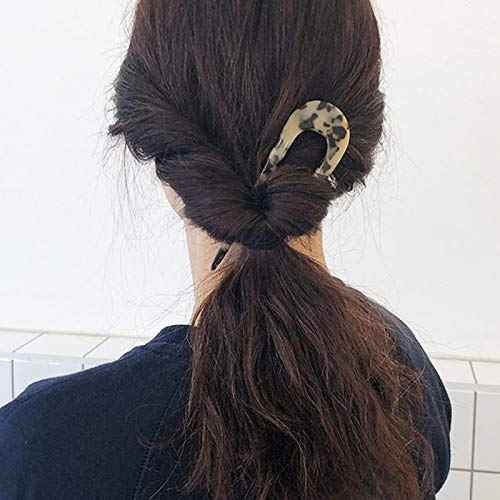 2 Pack Benefree French Style Cellulose Acetate Tortoise Shell U Shaped Hair Pins Fork 2 Prong Updo Chignon Pin for Women Girls Hairstyle Accessories£¨Tortoiseshell and White Tortoiseshell)
