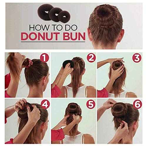 Hair Accessories Set - Foam Sponge Bun Shapers, Magic French Twist Clip, Snap Bun Makers, Elastic Bands, and Hair Pins (Brown)