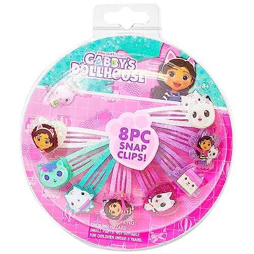 LUV HER Gabby's Dollhouse Kids Hair Clips for Girls Snap Clips 8 Pack Multi Color Ages 3+