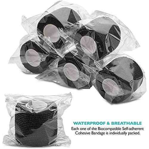 Tattoo Grip Tape and Transfer Paper Kit - 49Pcs Tattoo Tape Stencil Paper Kit Includes 25Pcs Stencils Paper and 24Pcs Black Cohesive Self Adhesive Bandage Wrap¡¦