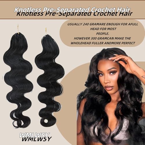 Feather Crochet Hair Pre Looped Crochet Human Hair Curly For Black Women Pre Separated Knotless Crochet Hair Human Hair Body Wave 20Inch 60g