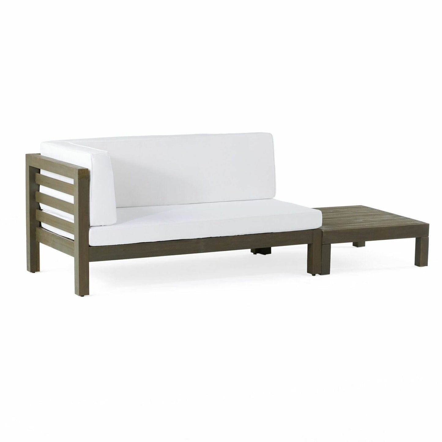 Oana Left Corner Bench and Coffee Table Set - White Acacia Wood