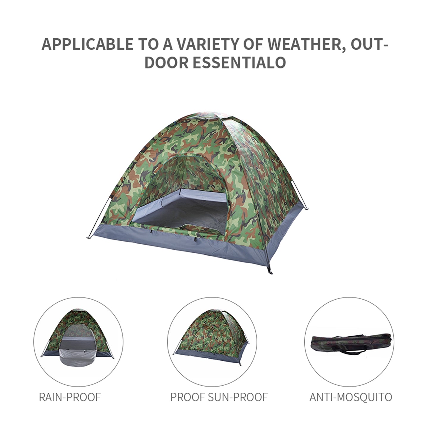 3-4 Person Camouflage Portable Camping Dome Tent