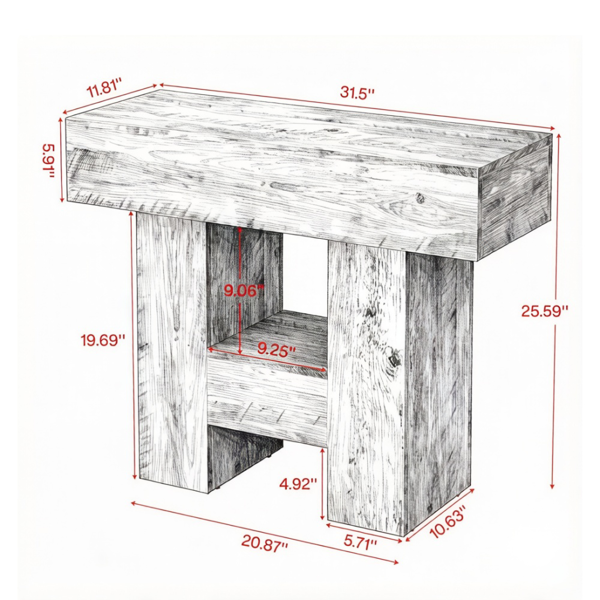 Compact 2-Tier End Table - Rustic Wooden Design