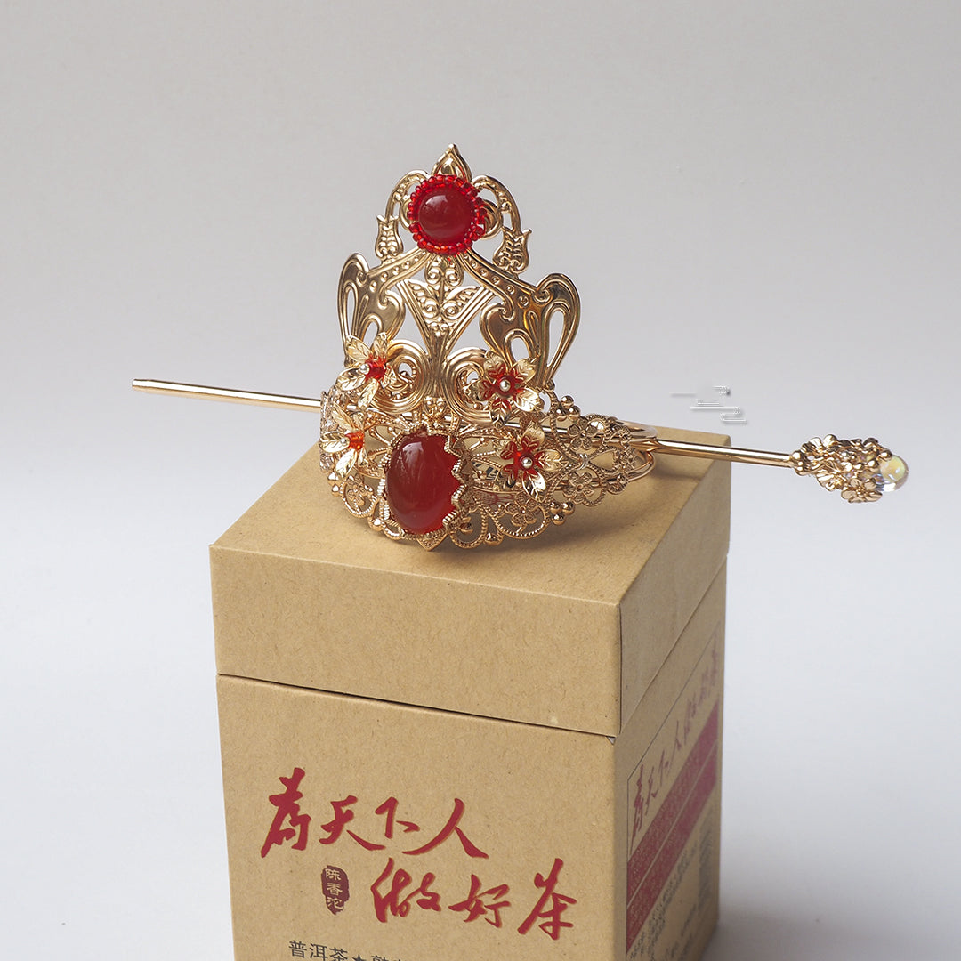 Ancient Style Hair Crown Headdress with Hairpin - Hanfu