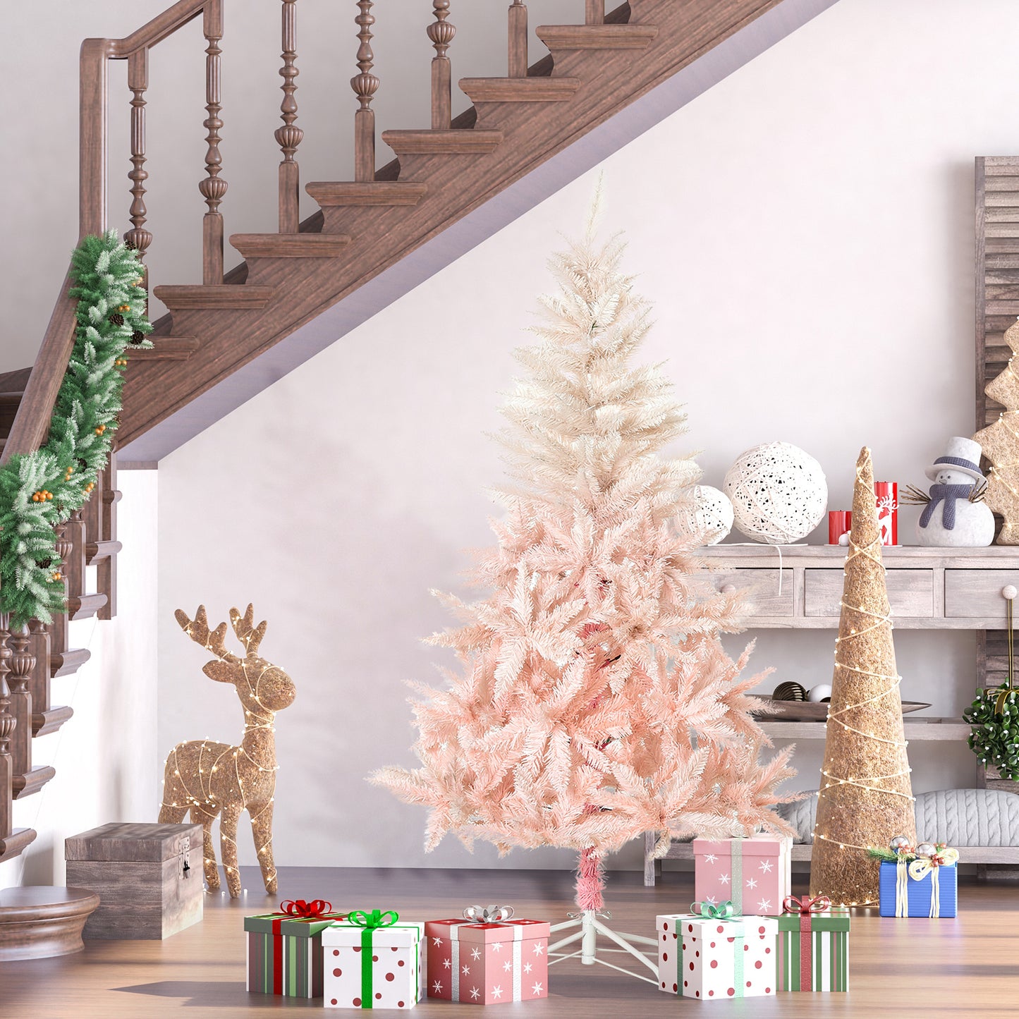 6ft Pink Unlit Spruce Artificial Christmas Tree with 800 Tips