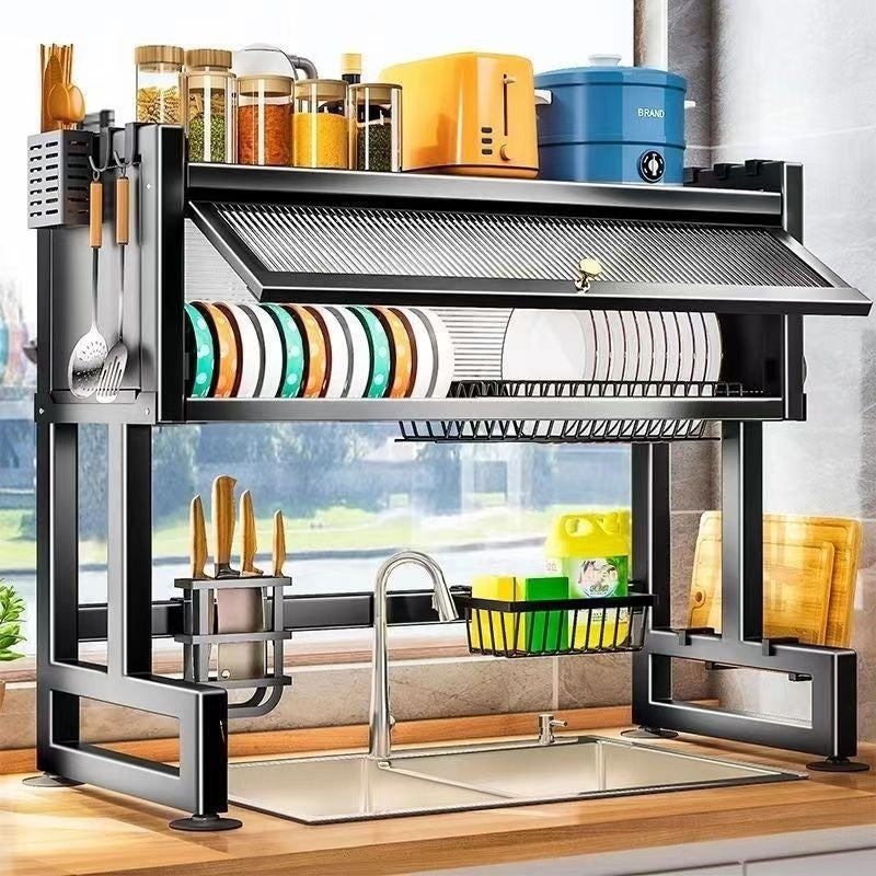 Kitchen Countertop Cabinet Shelf - Modern Steel Storage Organizer