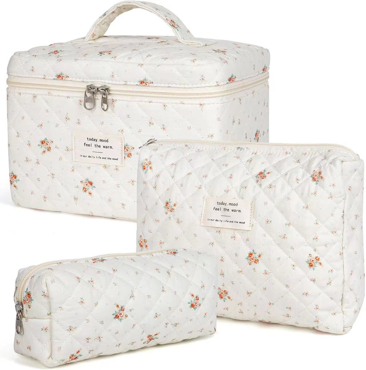 Large Capacity Portable Cosmetic Bag with Floral Design - Travel Makeup Organizer