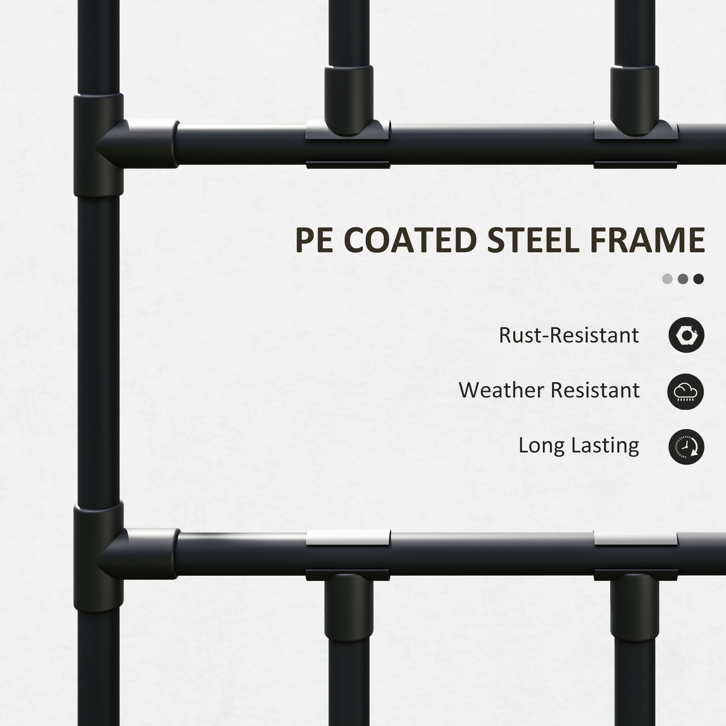 8 Ft Metal Garden Arch Trellis Support with Climbing Net for Vegetables and Climbing Plants - Black