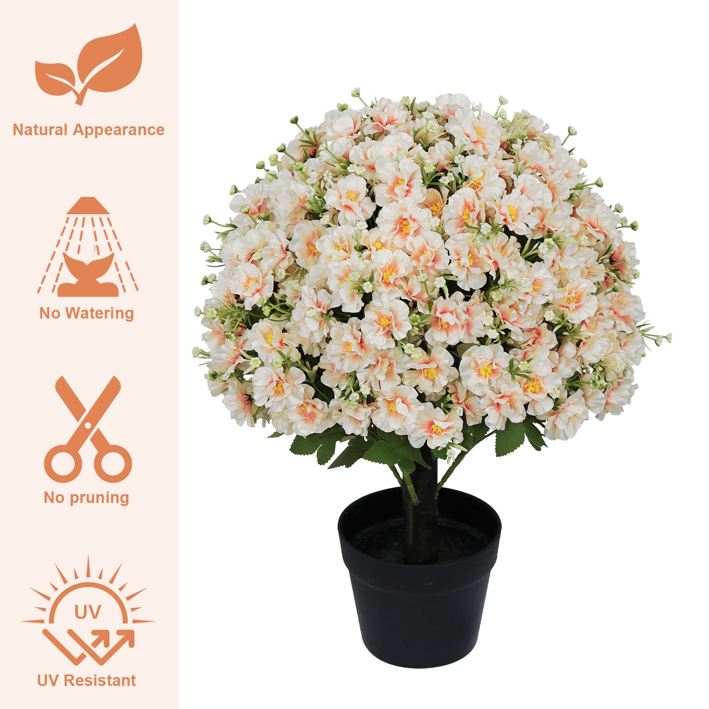 24-Inch Faux Flower Artificial Snow Lotus Plant - Peach Pink