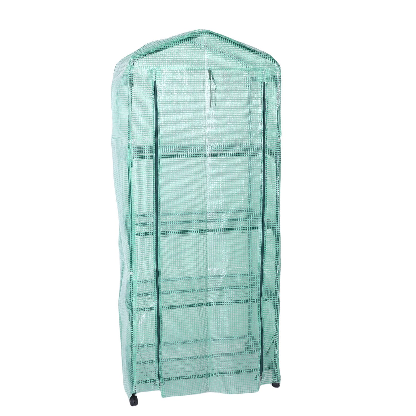 Portable Greenhouse with PE Cover, 4-Tier Indoor Outdoor Garden House with 360° Wheels