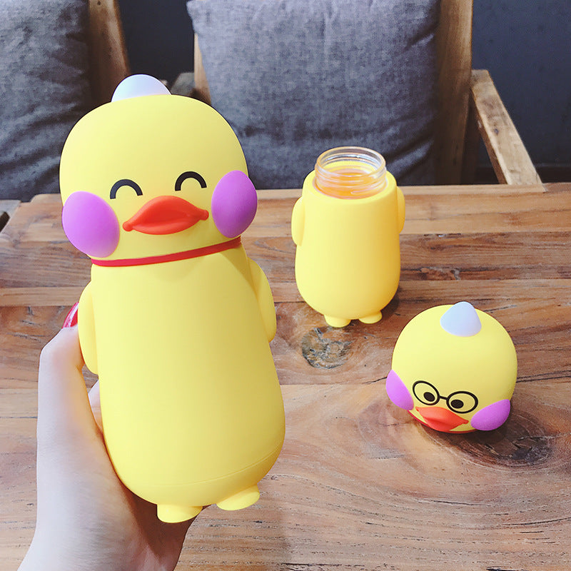 Cute Cartoon Duck Glass Cup - Water Mug for Kids & Adults, 300ML High Borosilicate