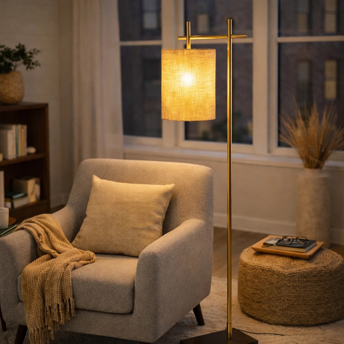 Tall Corner Floor Lamp, Standing Light For Living Room, Bedroom &