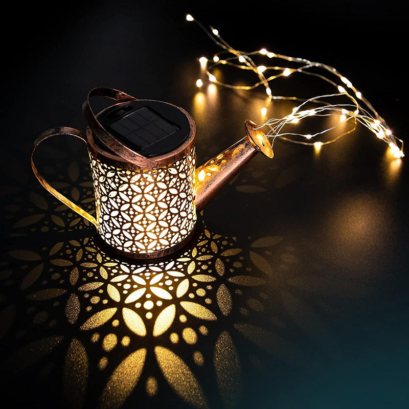 2-Pack LED Solar Watering Can Light String - Outdoor Decor