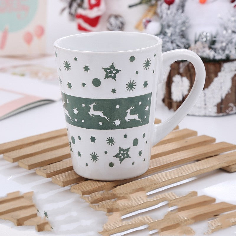 Christmas Cartoon Snowman Santa Ceramic Mug - Holiday Gift Drinkware