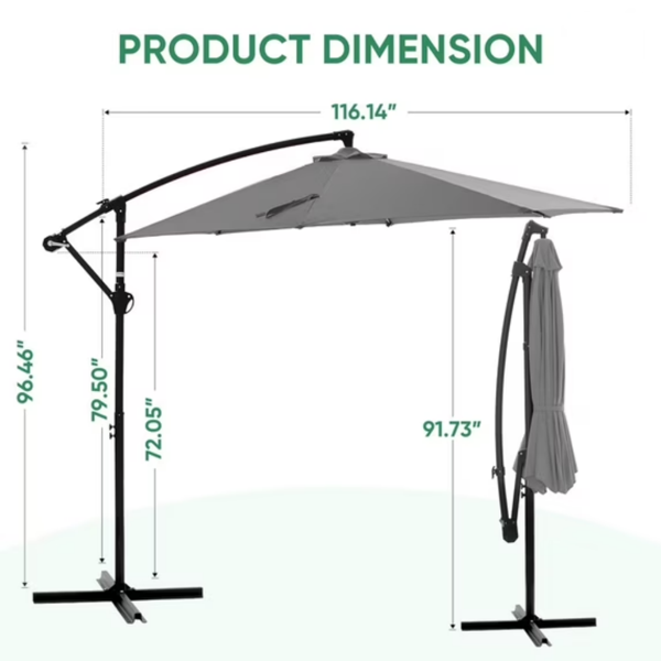 10ft Outdoor Patio Umbrella with Aluminum Stand UV Protection for Garden & Pool Gray