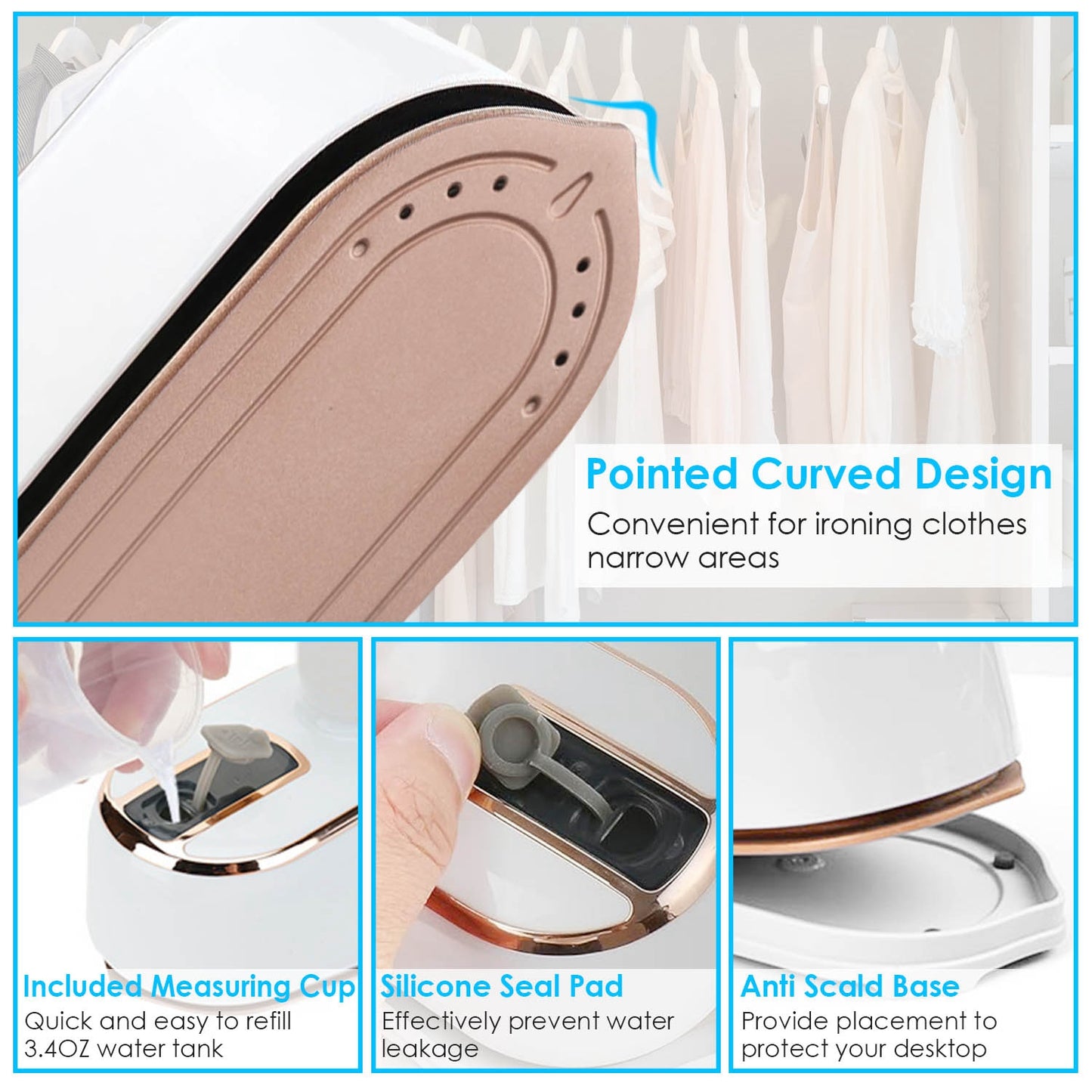 Portable Handheld Garment Steamer - 10S Fast Heating, Compact Design