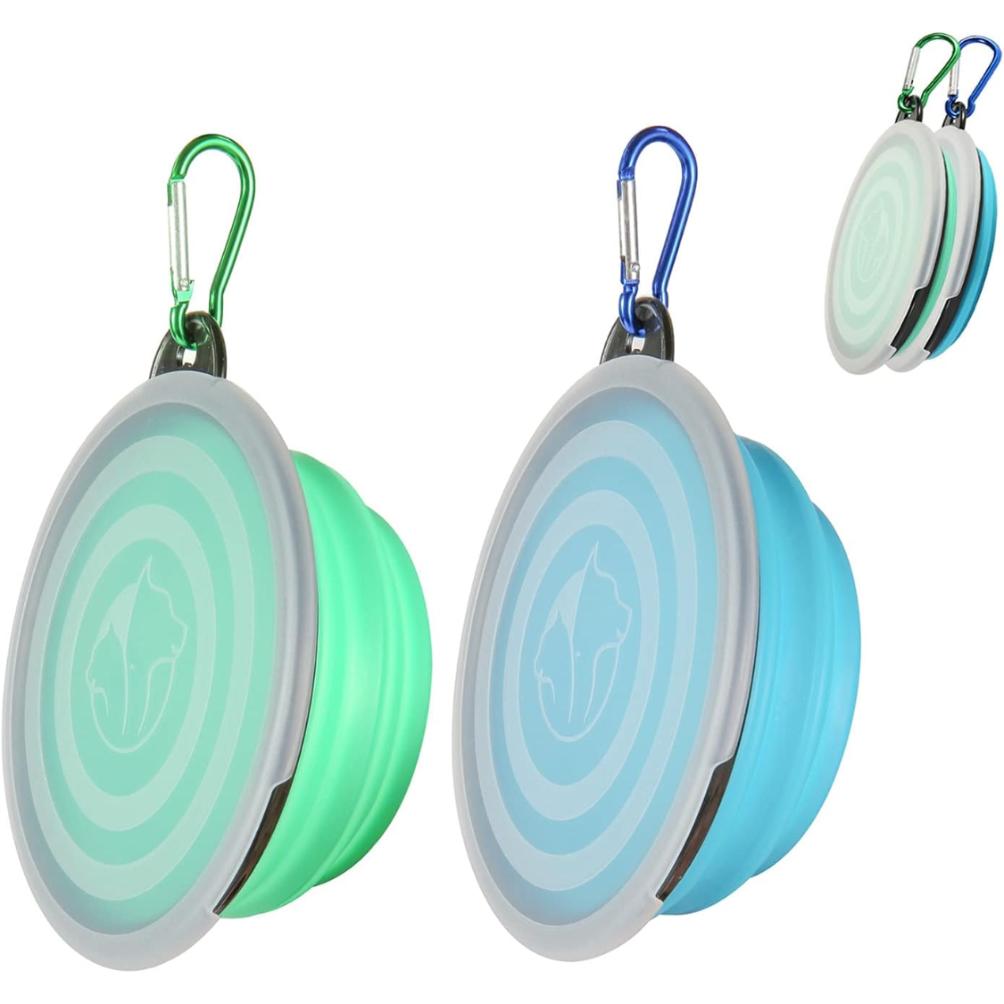 Portable Collapsible Dog & Cat Travel Water Bowl with Cover Lids - 3 Sizes