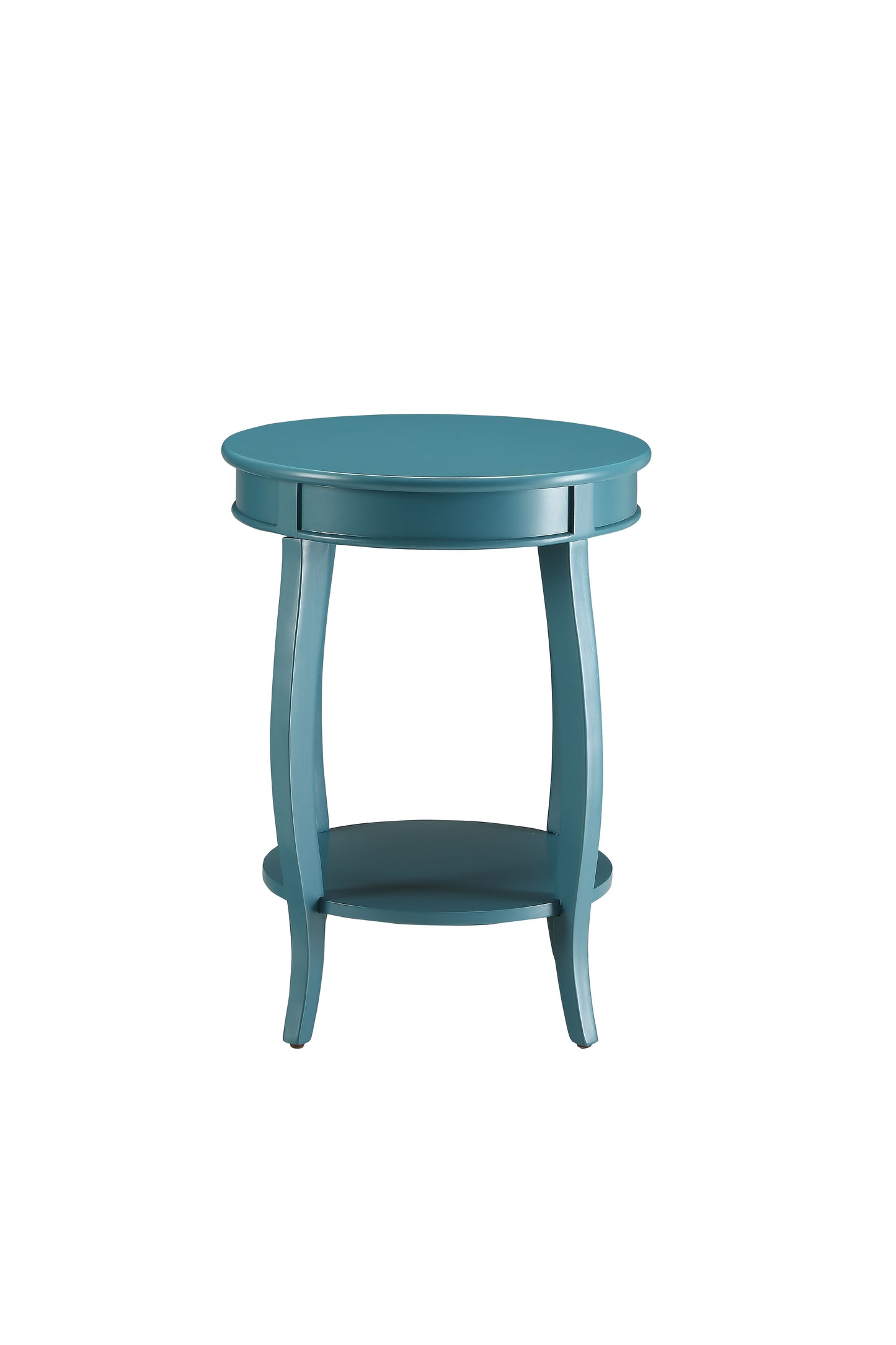 Teal Finish Accent Table with Open Storage Shelf