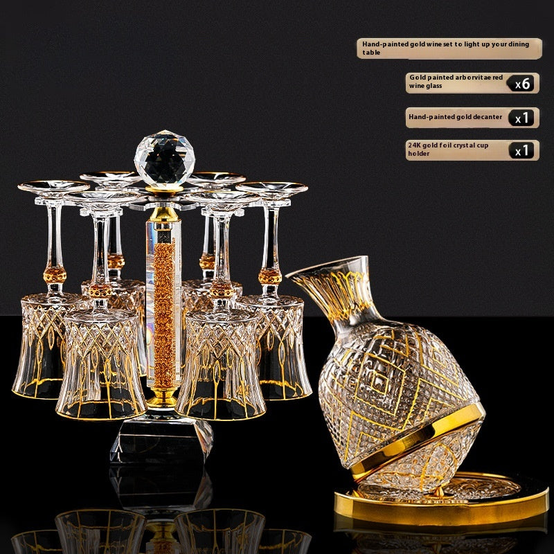 Luxury 1.5L Rotating Crystal Wine Decanter with Mirror Finish - Gift Bar Decor
