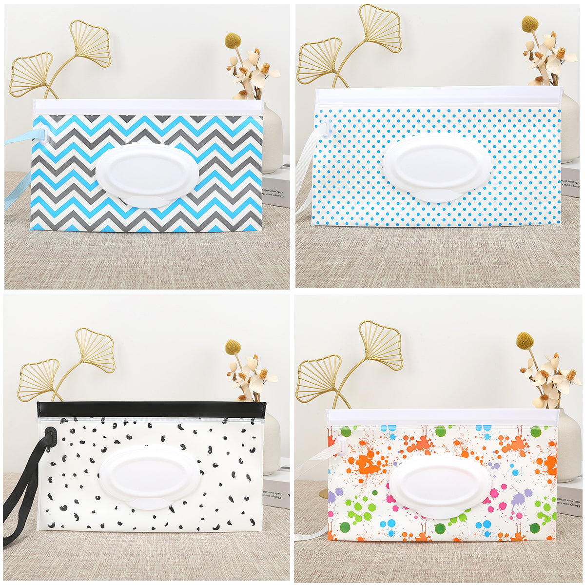 4 Packs Baby Wipes Dispenser,Portable Refillable Wipe Holder With