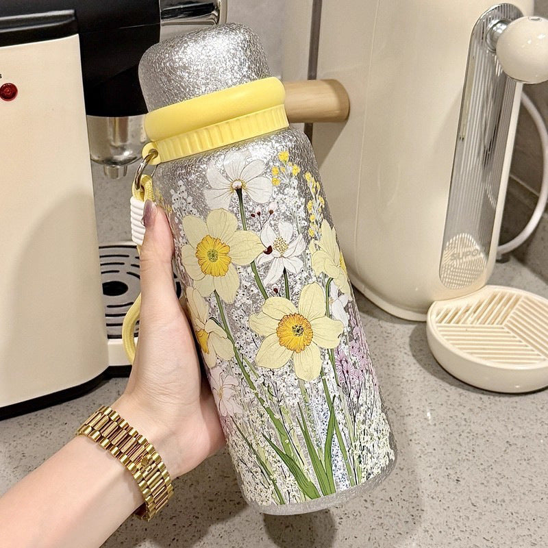 Portable Insulated Stainless Steel Cup with Titanium Coating & Filter - Large Capacity
