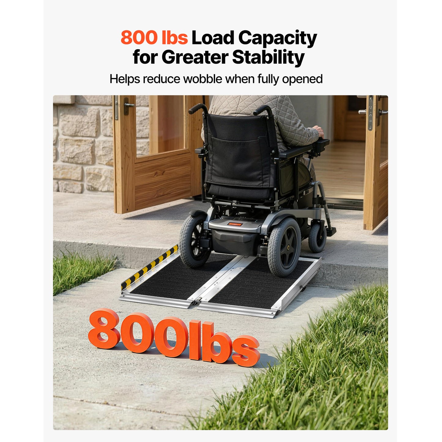 Portable Wheelchair Ramp 2FT Non-Slip Aluminum Folding Handicap Entry Threshold