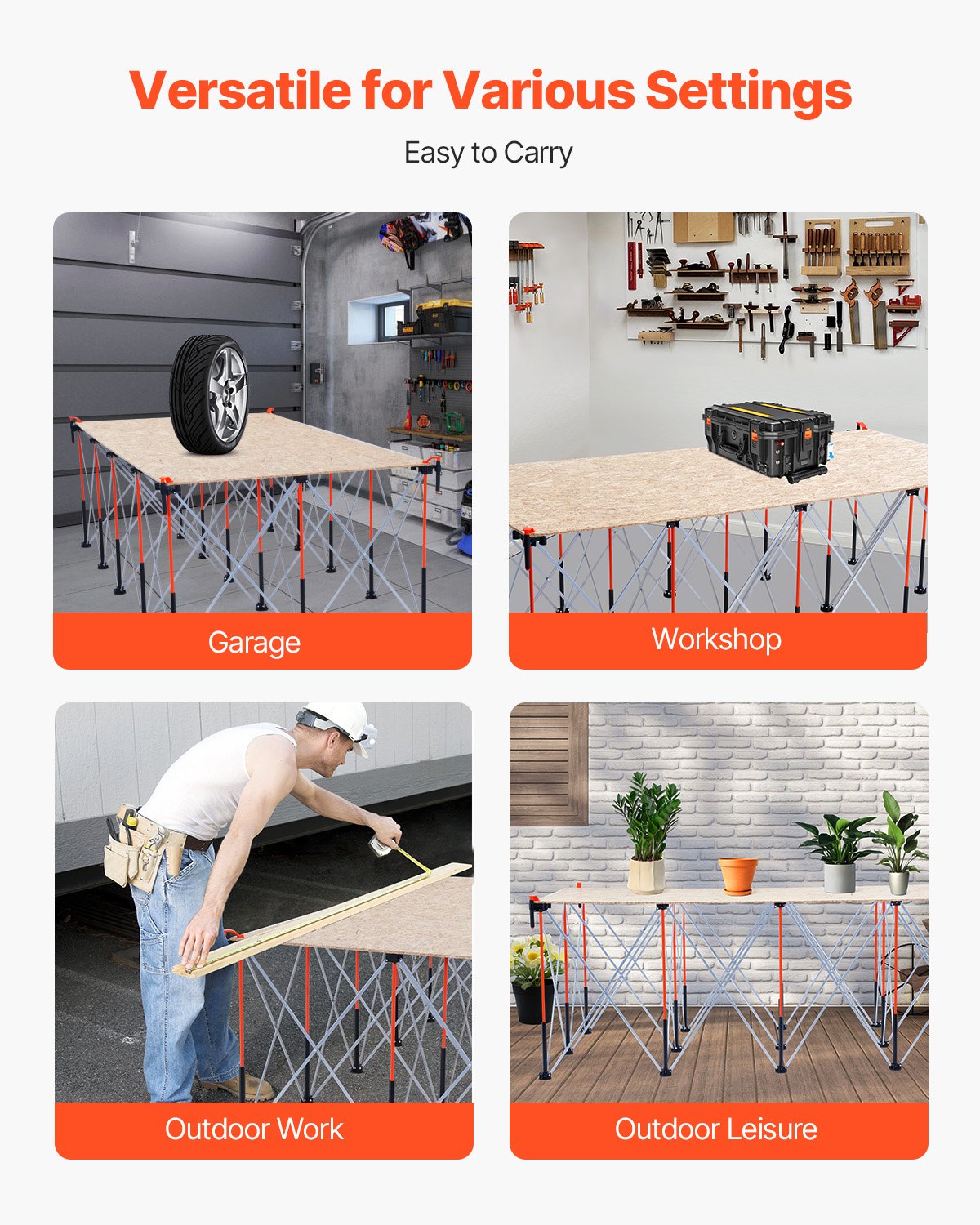 Portable Folding Work Stand 8.05x4.13ft 6000lbs Capacity Aluminum Support